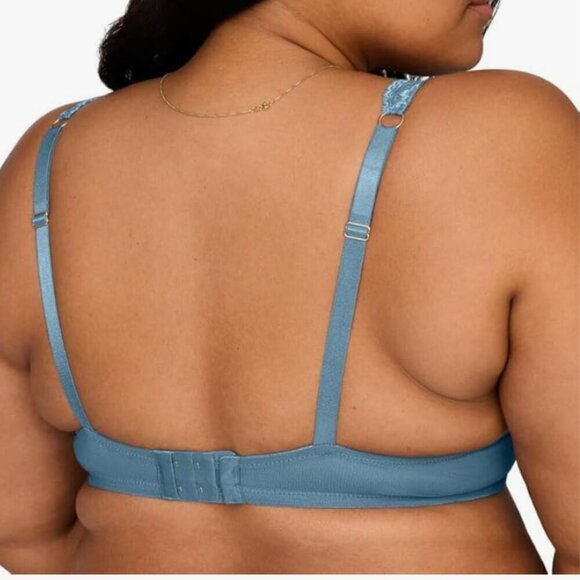 THIRDLOVE (36E) Lace Contour Plunge Wired Bra Azure Color - Picture 2 of 10